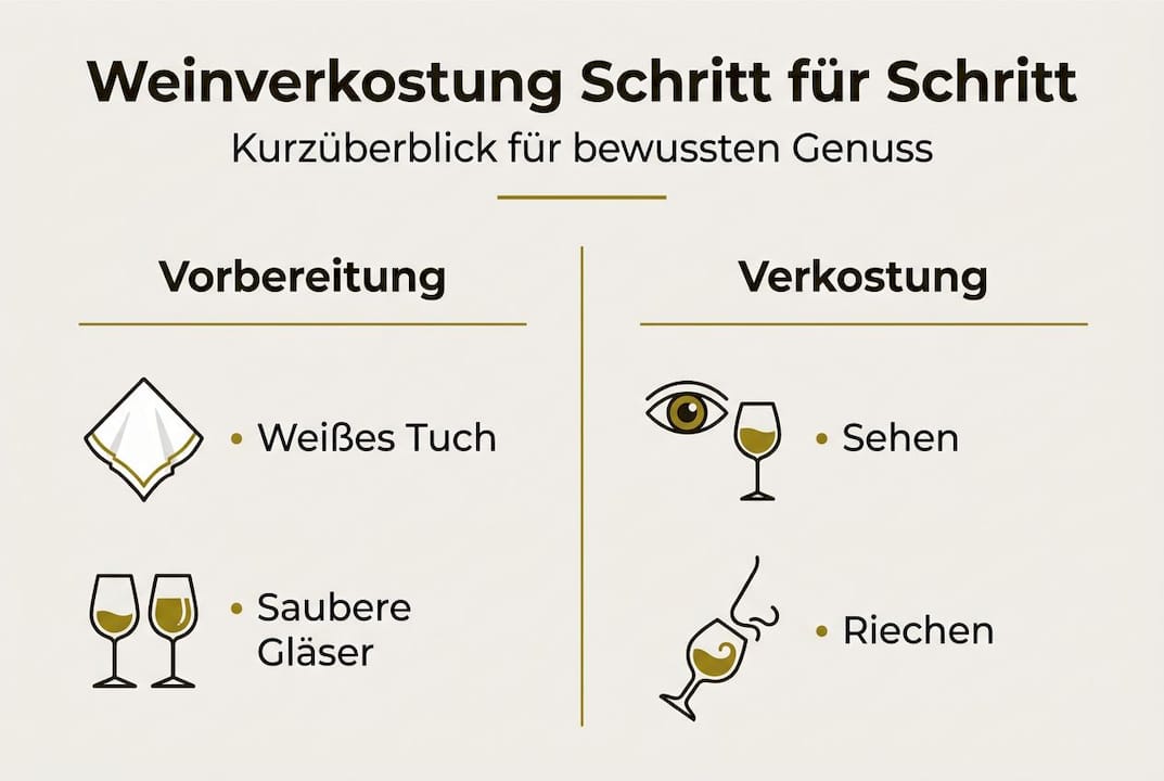 Infografik: Die wichtigsten Schritte einer Weinverkostung im Überblick