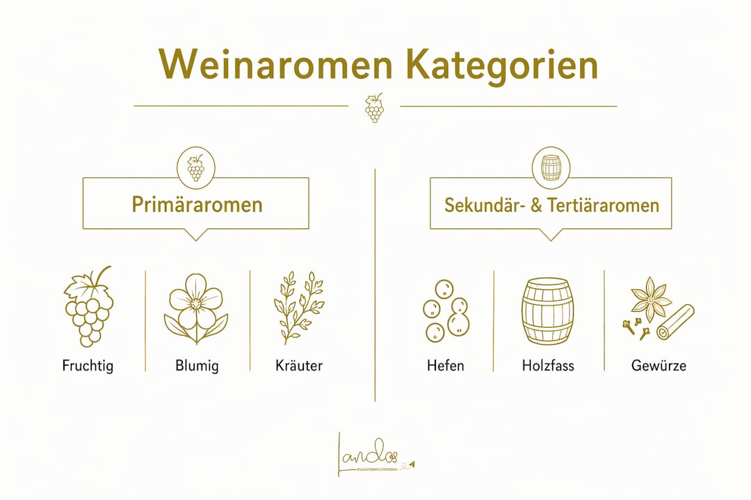Infografik: Die wichtigsten Aromakategorien im Wein auf einen Blick