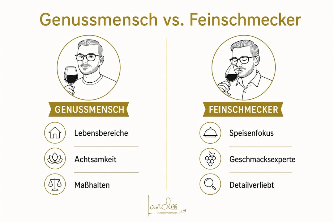 Infografik: Genussmensch vs. Feinschmecker – ein Vergleich ihrer typischen Eigenschaften