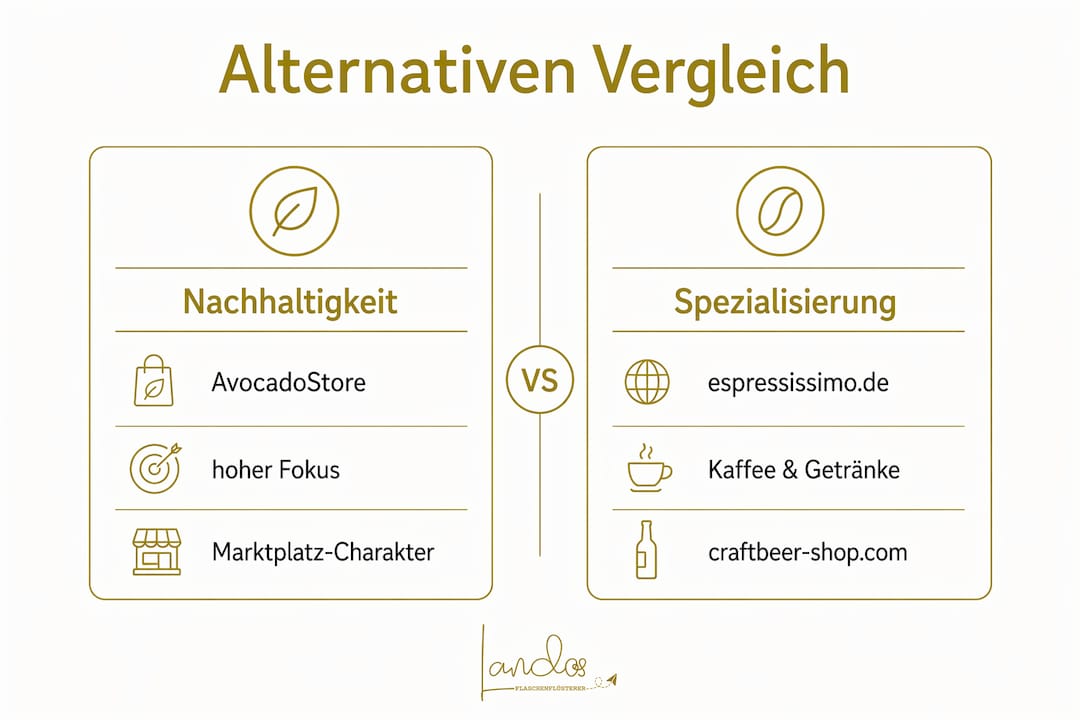 Infografik: Nachhaltigkeit und Spezialisierung im Feinkosthandel im direkten Vergleich