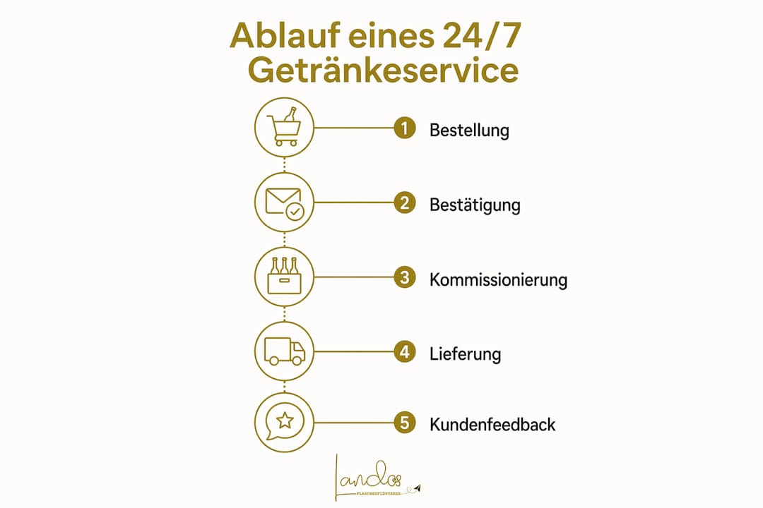 So funktioniert unser 24/7 Getränkeservice – eine Übersicht als Infografik