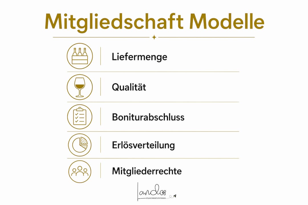 Eine anschauliche Grafik gibt einen Überblick über die verschiedenen Mitgliedschaftsmodelle der Winzergenossenschaft.
