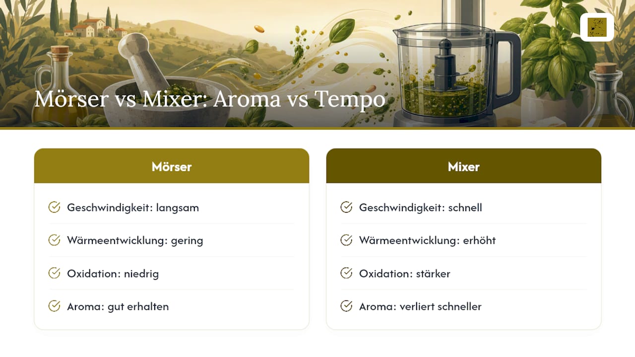 Mörser und Mixer im Vergleich