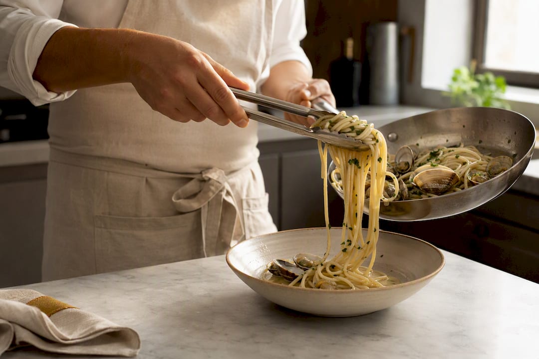 Spaghetti alle Vongole mit frischen Muscheln