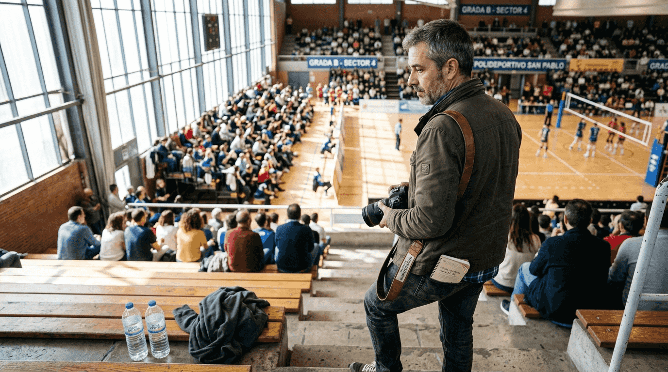 Fotógrafo cuestionando los límites éticos durante una cobertura en un evento público