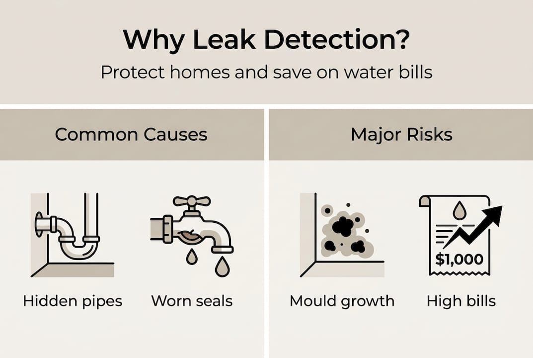 Infographic outlining leak causes and risks