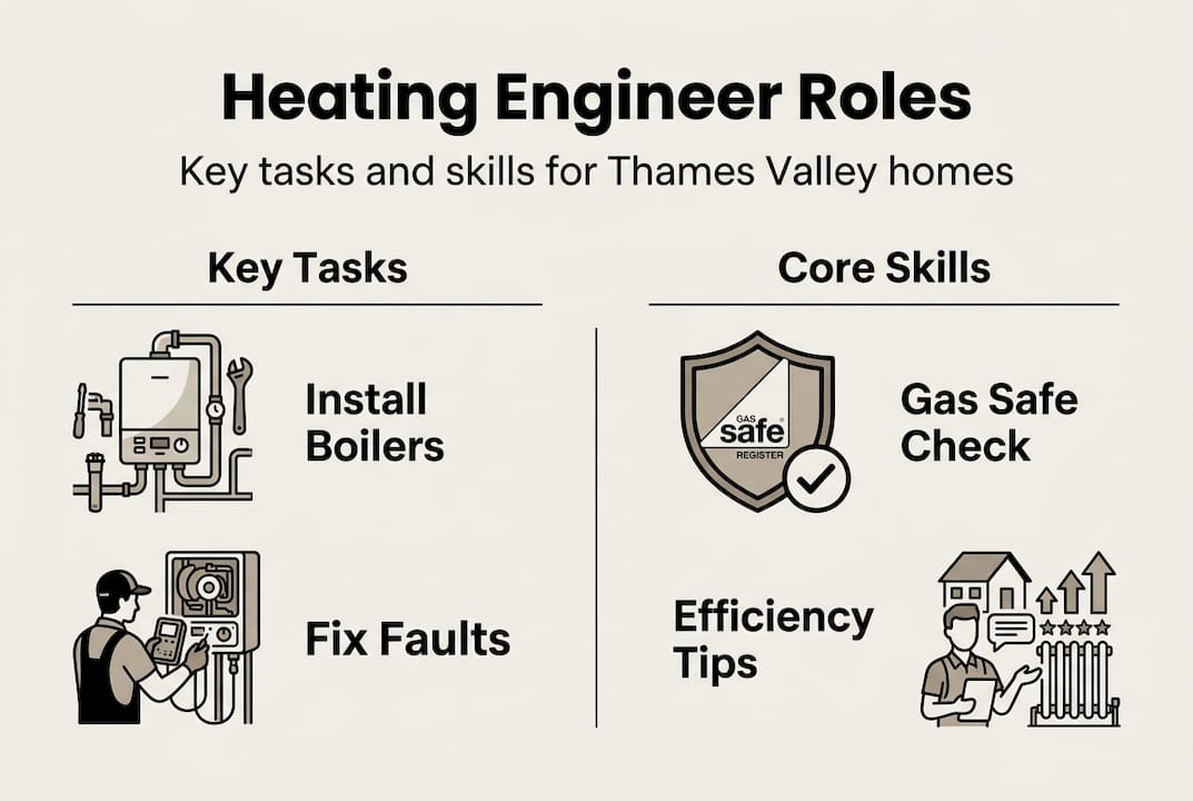 Infographic summarizing heating engineer main roles