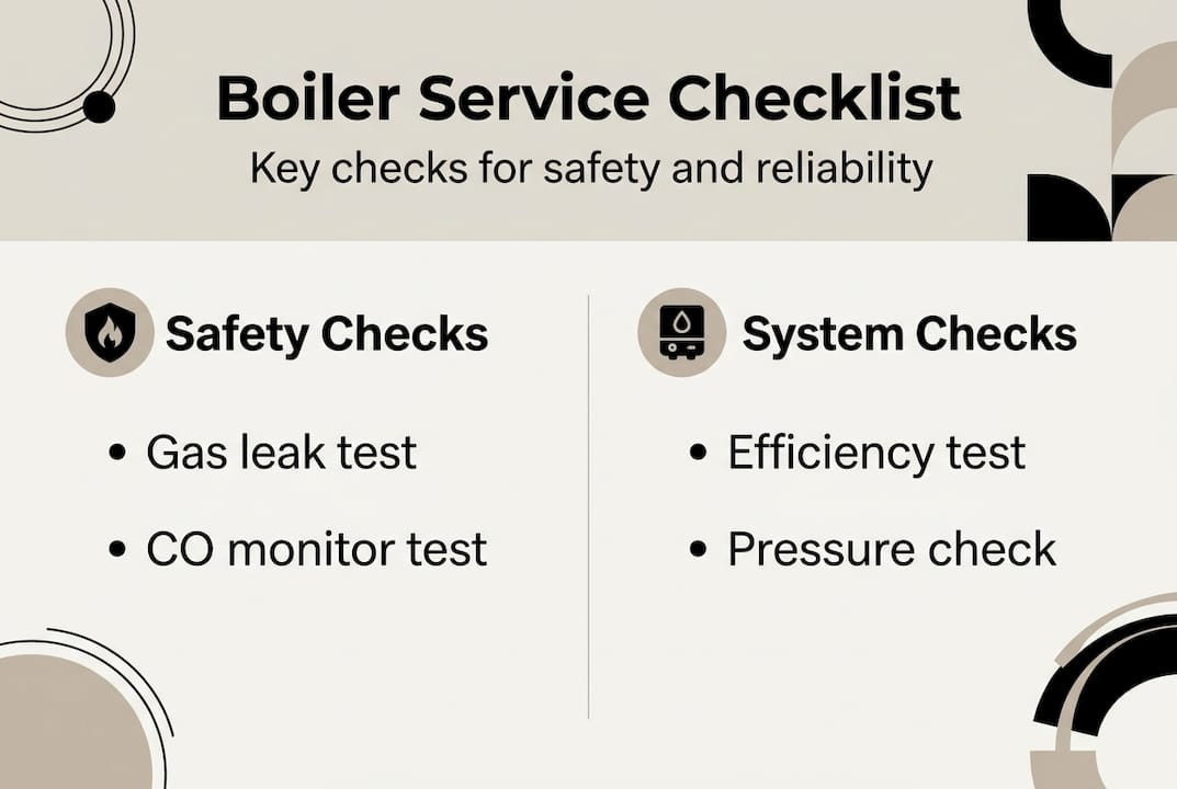 Infographic showing boiler safety and system checks