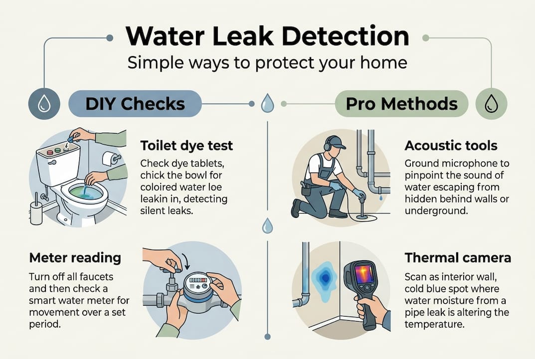 Infographic on water leak detection methods