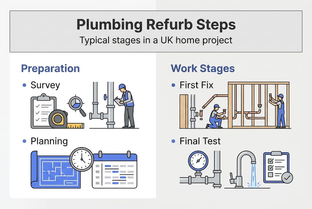 Infographic shows UK plumbing refurbishment steps