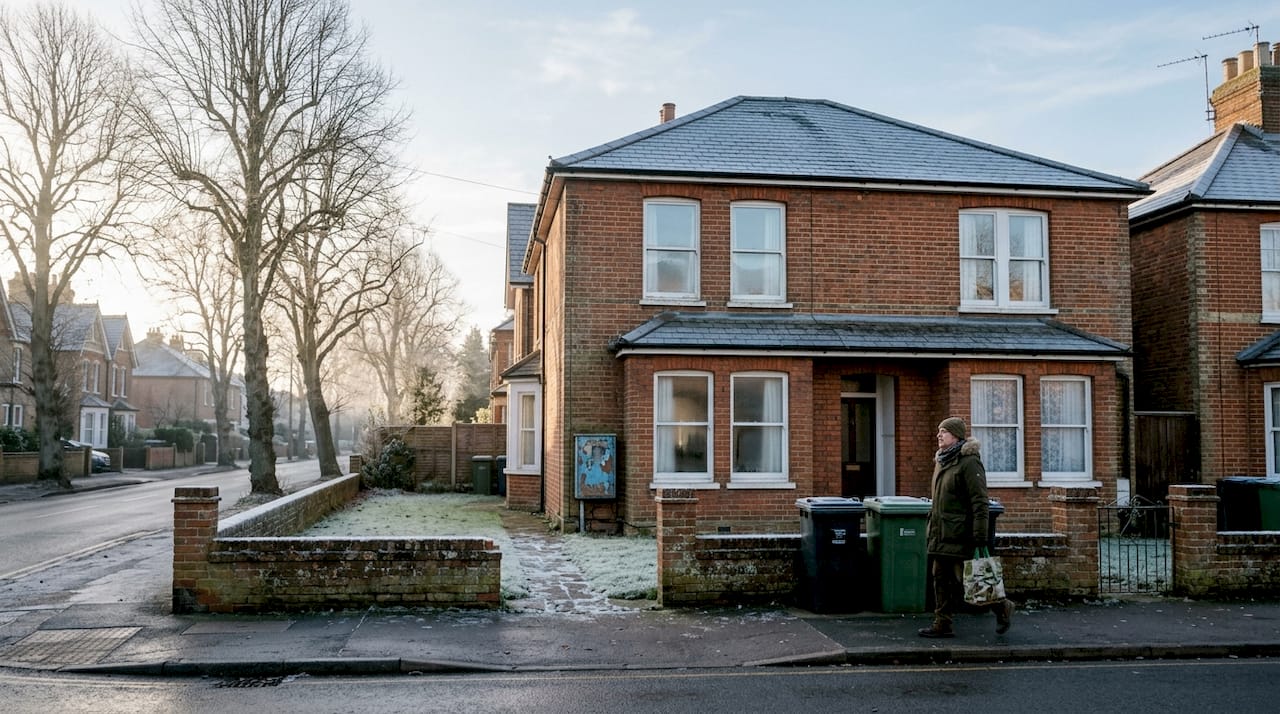Victorian house showing cold winter morning