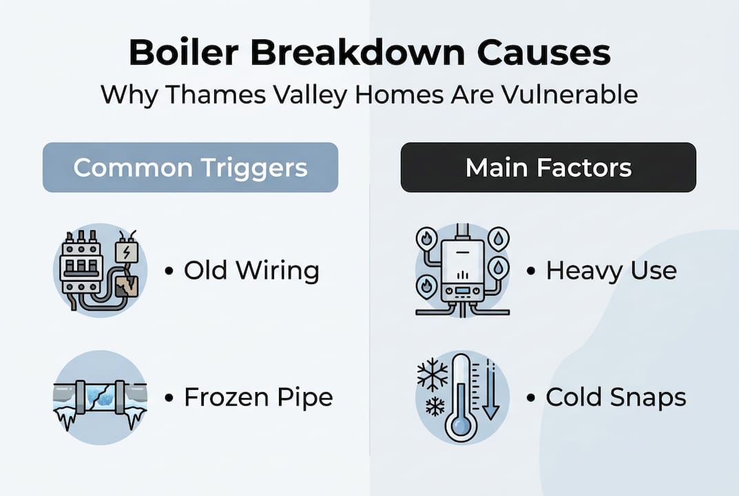 Infographic showing causes of boiler breakdowns