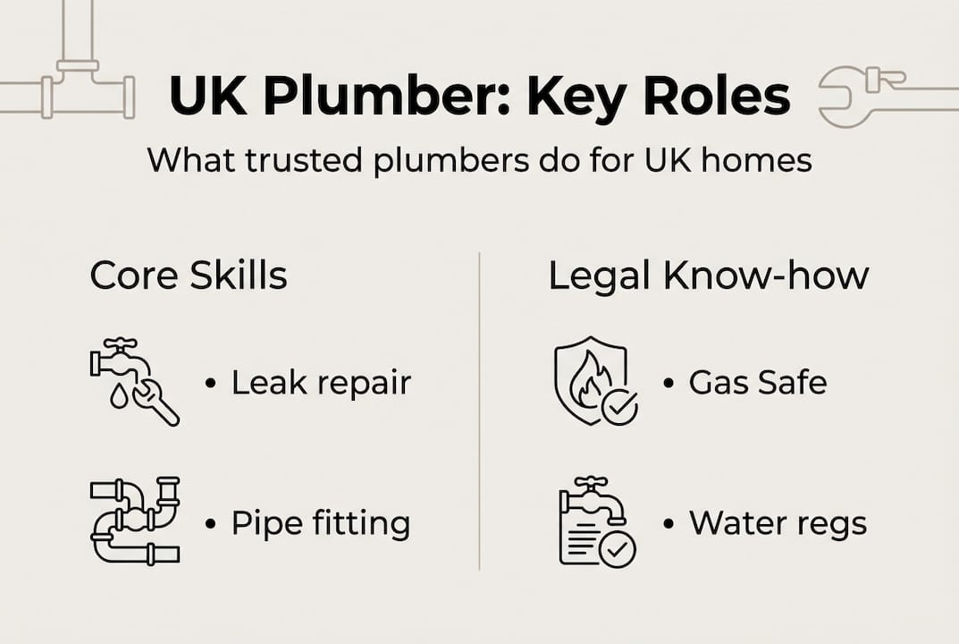 Infographic showing UK plumber roles and skills