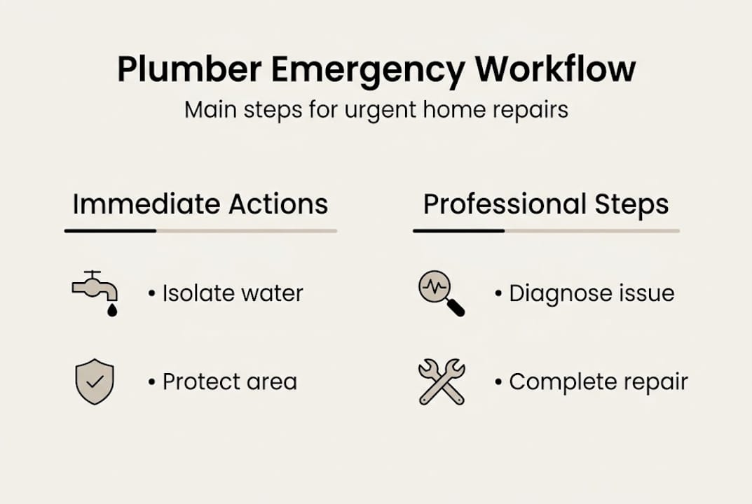 Infographic showing plumber emergency workflow steps