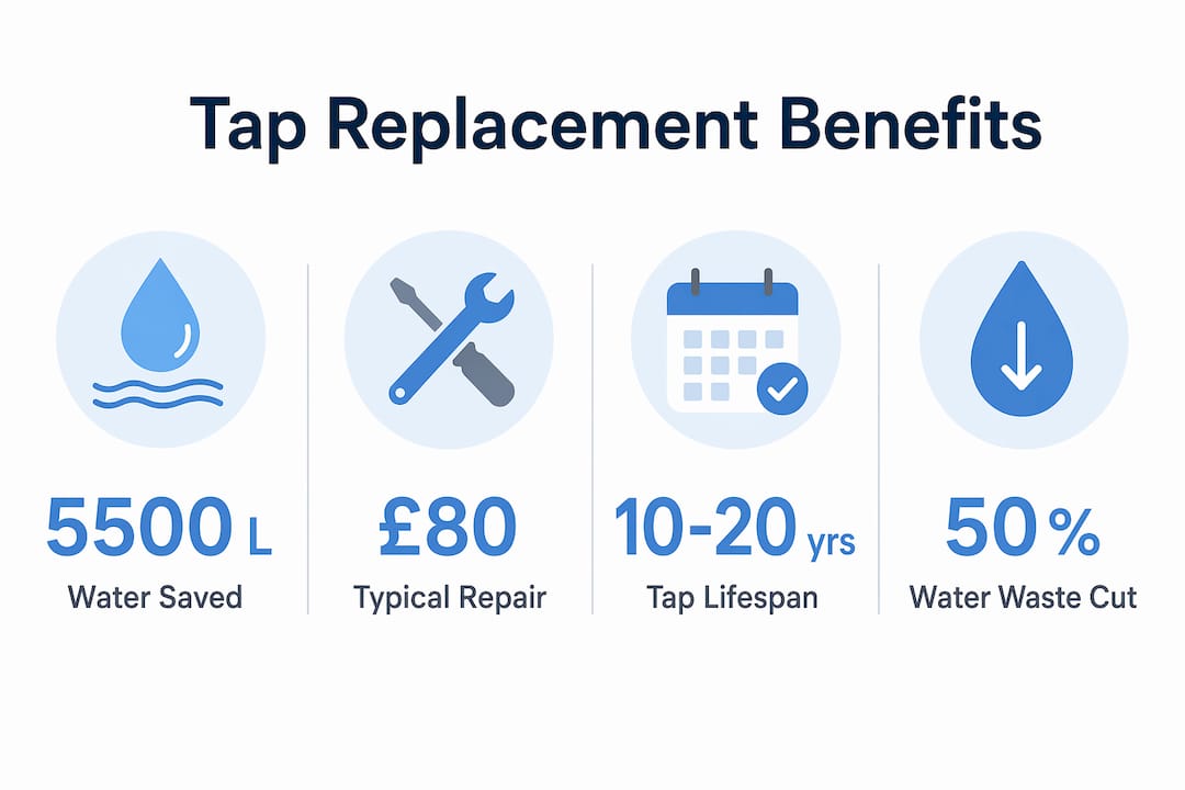 Infographic displaying key statistics about tap replacement benefits