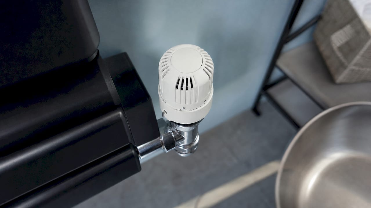 Close-up of thermostatic valve on radiator