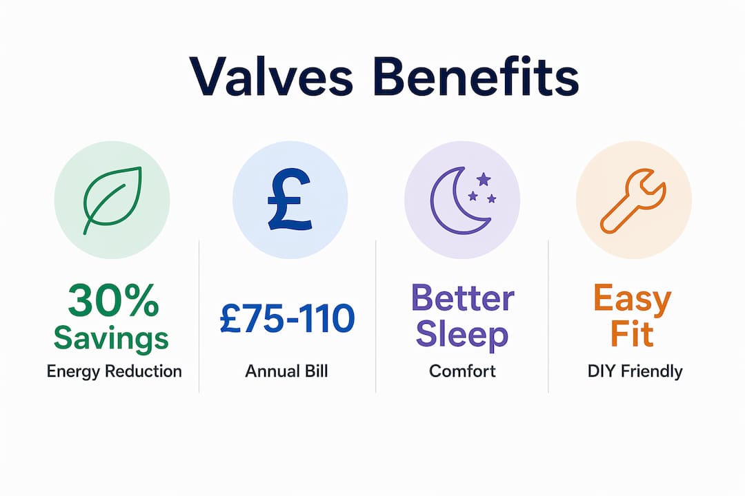 Infographic showing key benefits of thermostatic valves