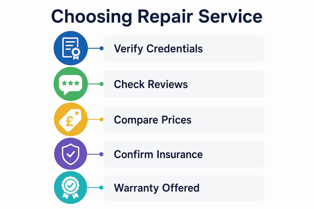 Infographic outlining key steps to choose repair service