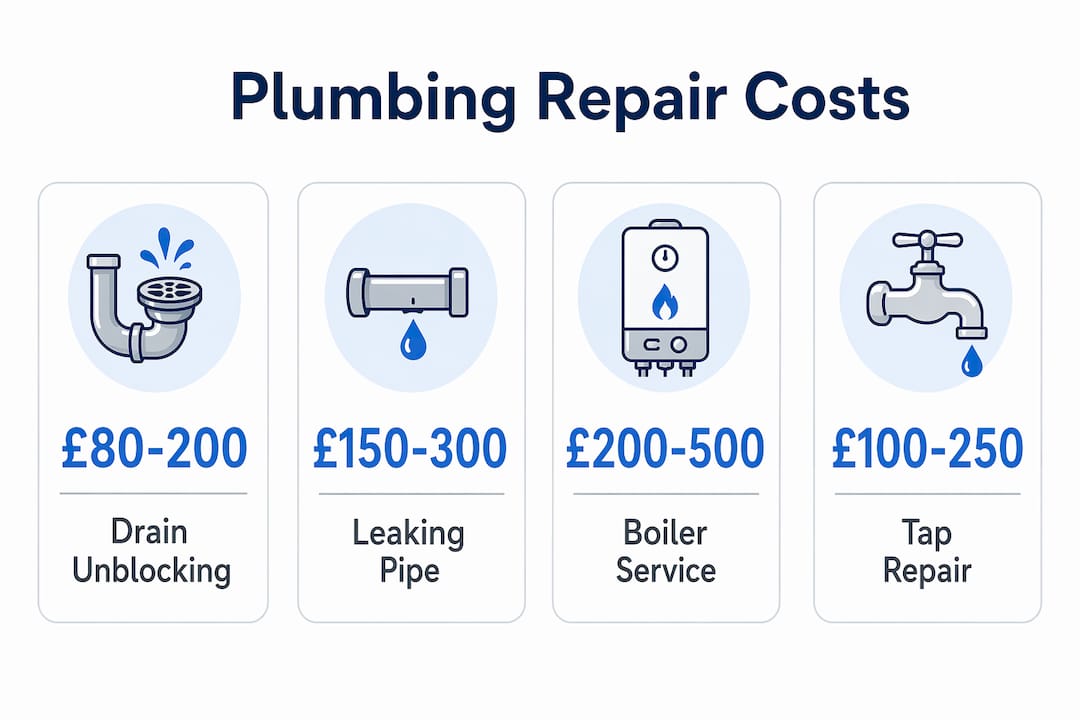 Infographic showing typical plumbing repair costs in UK