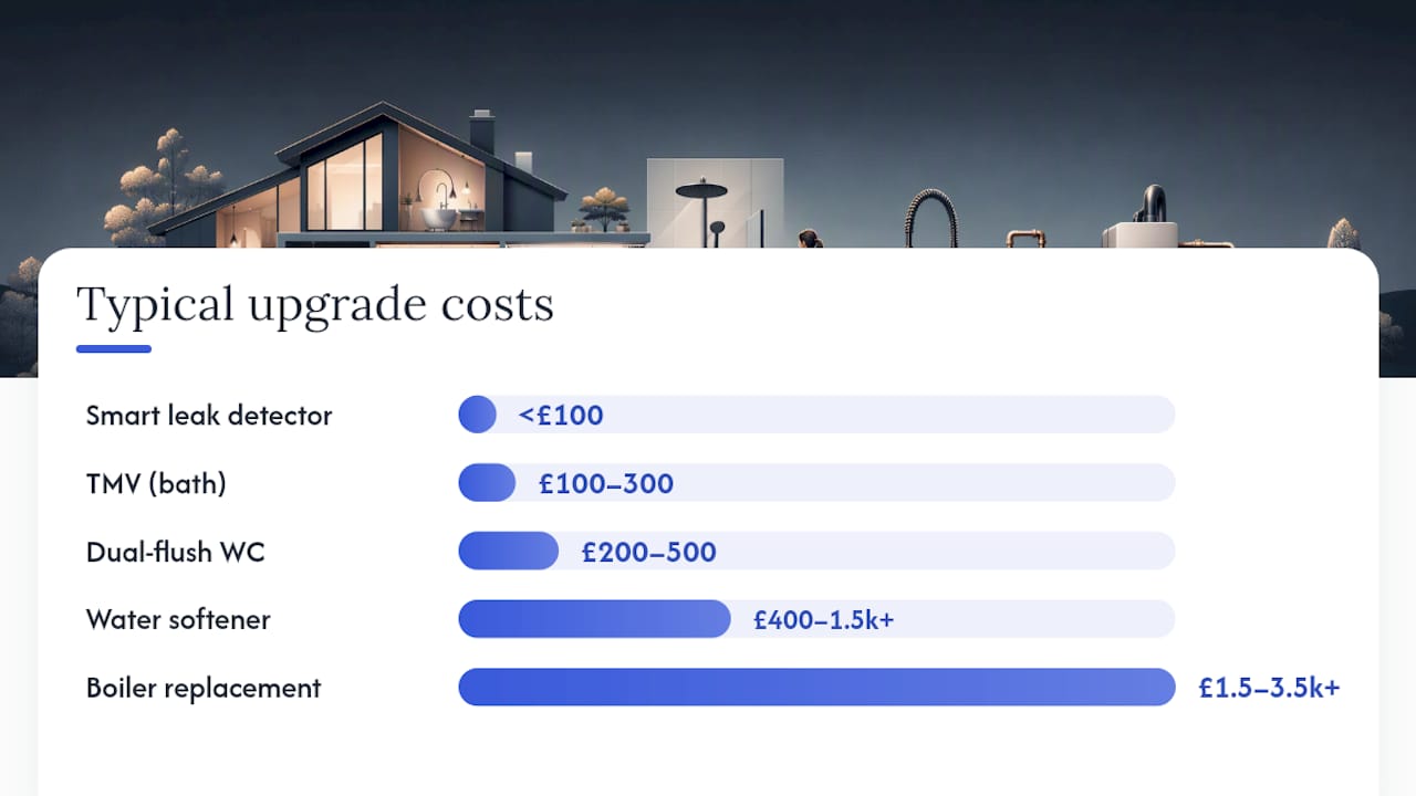 Plumbing upgrades cost, duration and disruption comparison chart