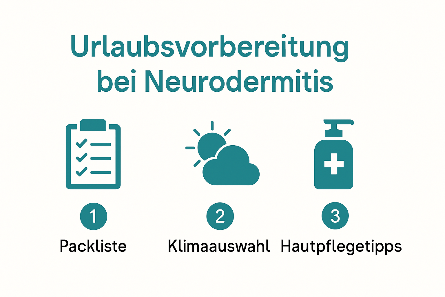 Infografik zu Urlaubsvorbereitung bei Neurodermitis mit Tipps und Checkliste