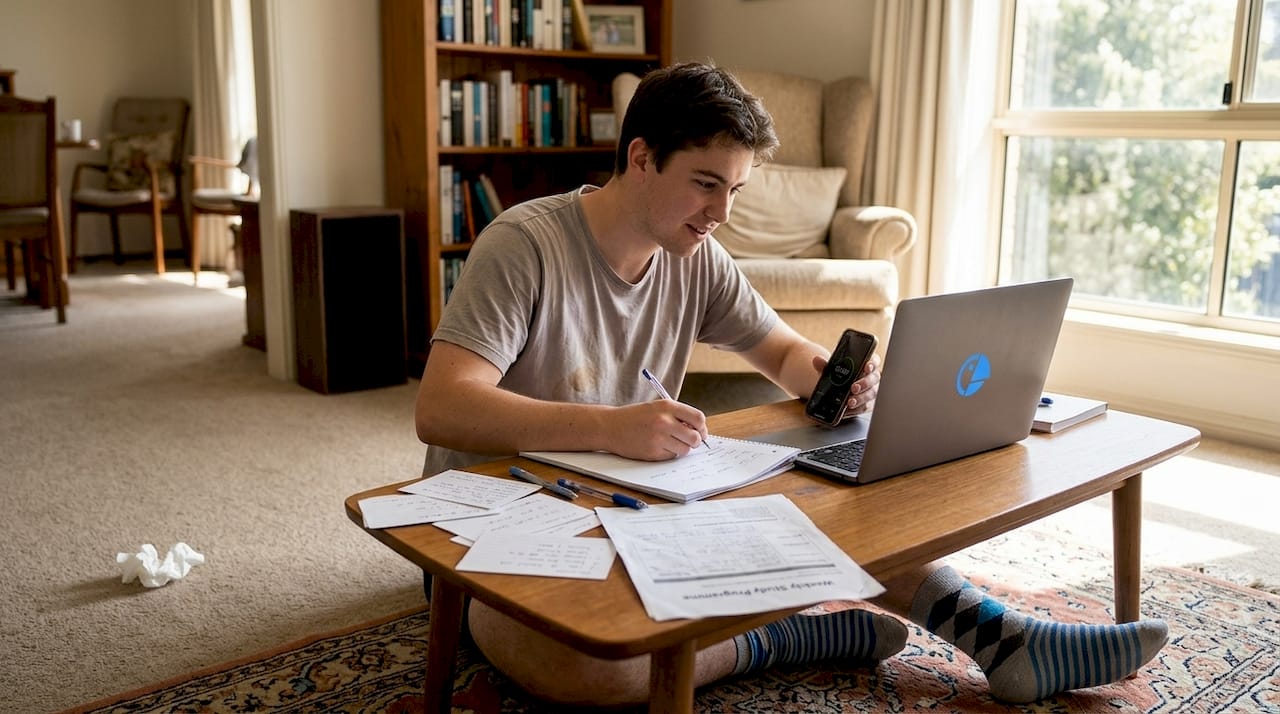 Student working through structured language lesson