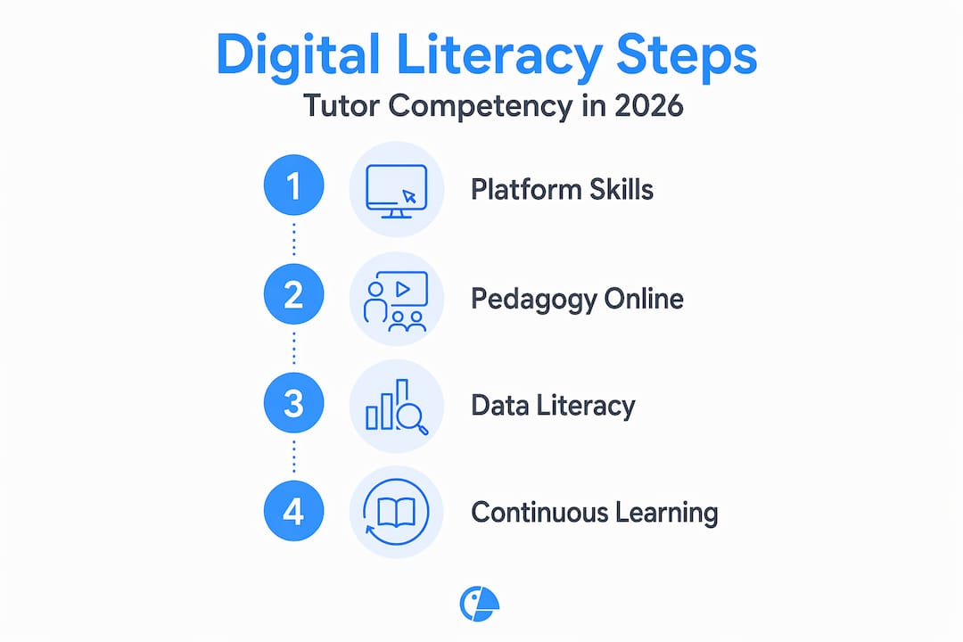Infographic showing digital literacy steps for tutors