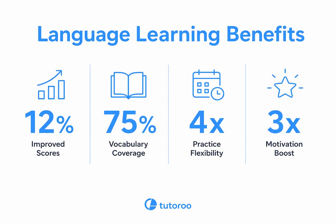 Infographic highlighting benefits of flexible language learning