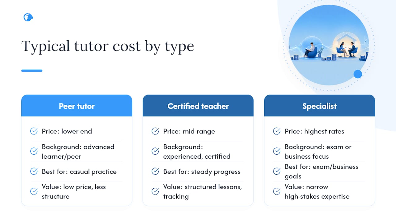 Hourly rates comparison for German tutor types