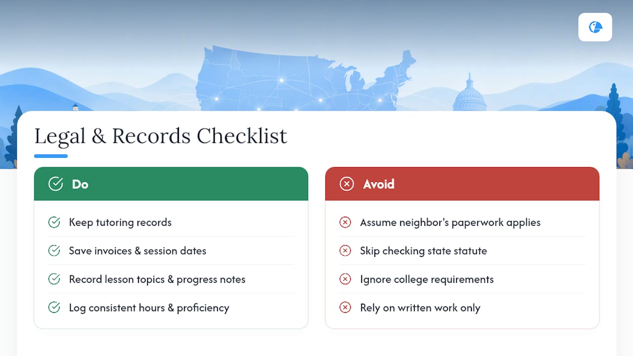 What are the legal and record-keeping rules for homeschool language tutoring? — overview diagram