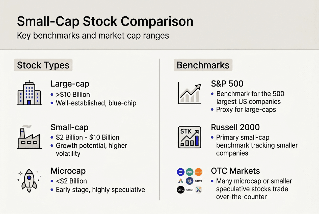 Infographic comparing small-cap categories and benchmarks