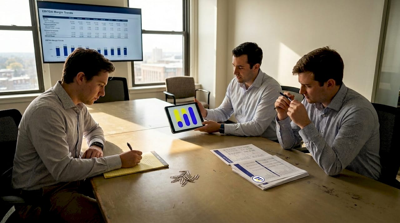 Consultants discussing EBITDA margin trends