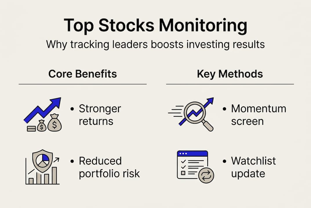 Infographic of top stocks monitoring benefits and methods
