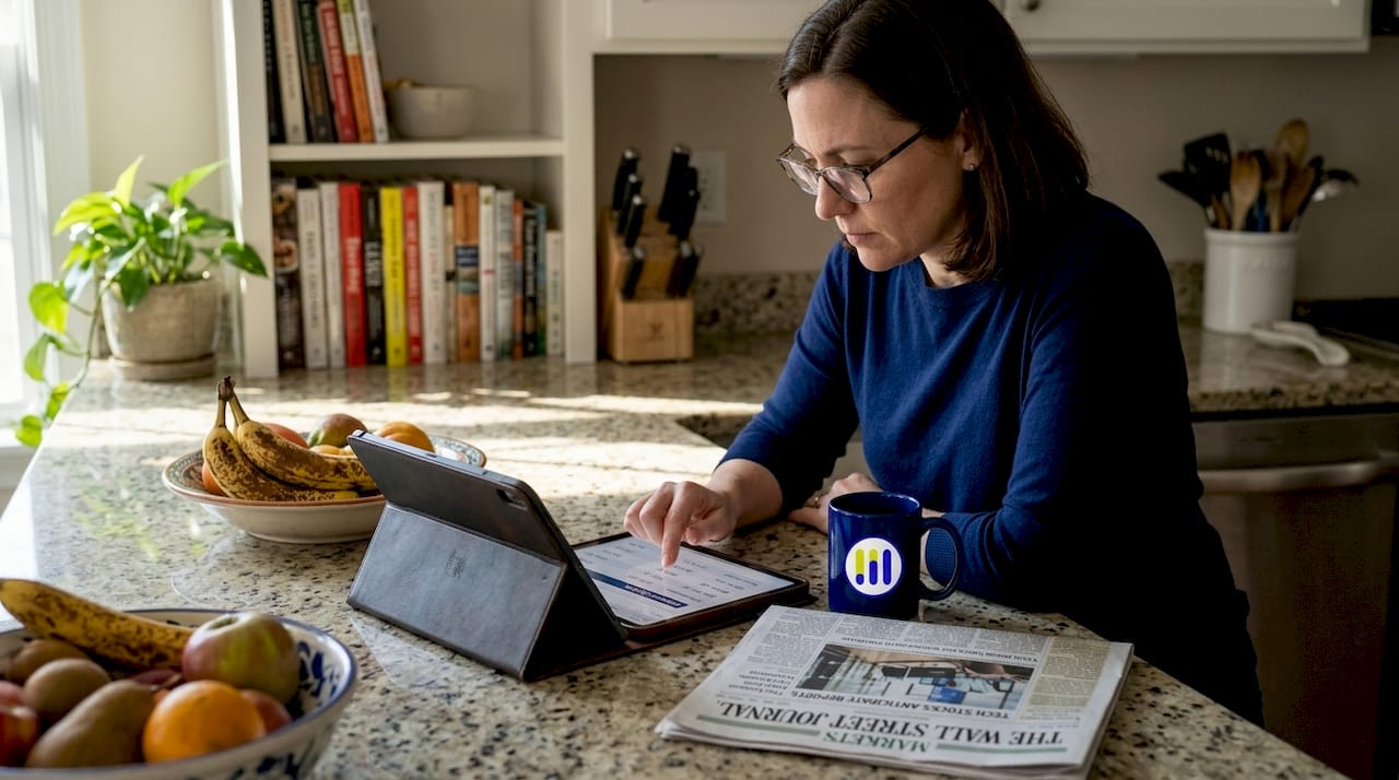 Investor checking UPS earnings calendar at home