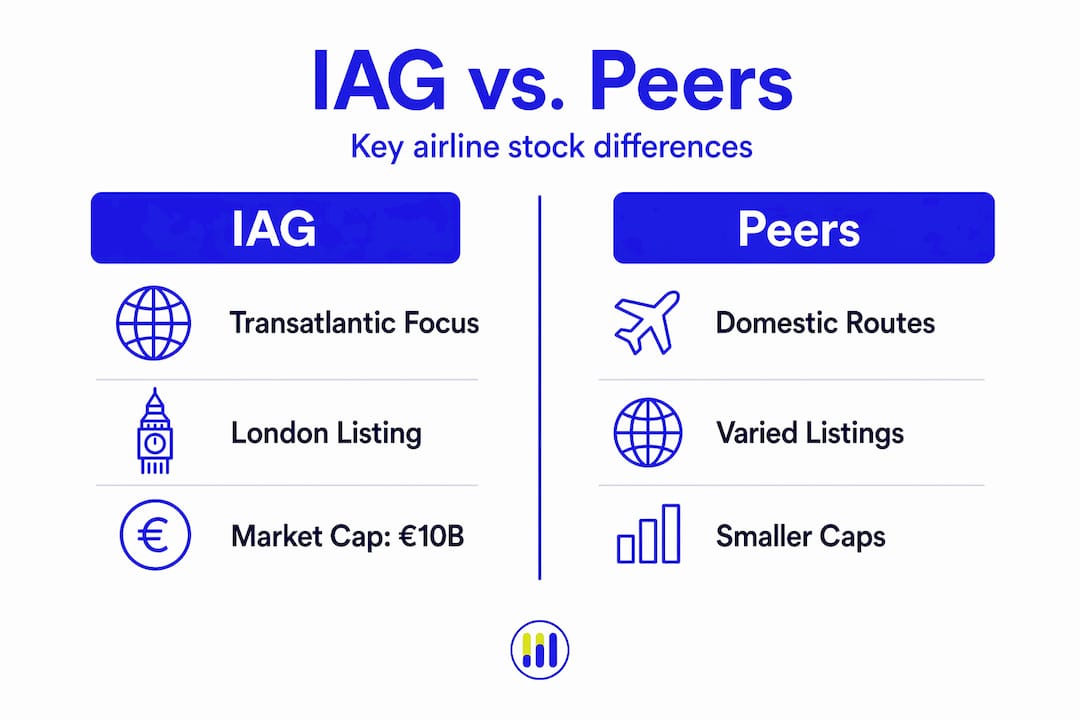 Infographic comparing IAG and peers key features
