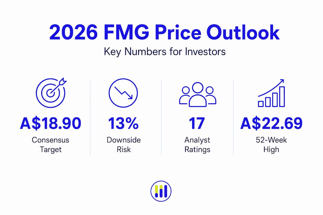 Infographic showing Fortescue 2026 price target stats