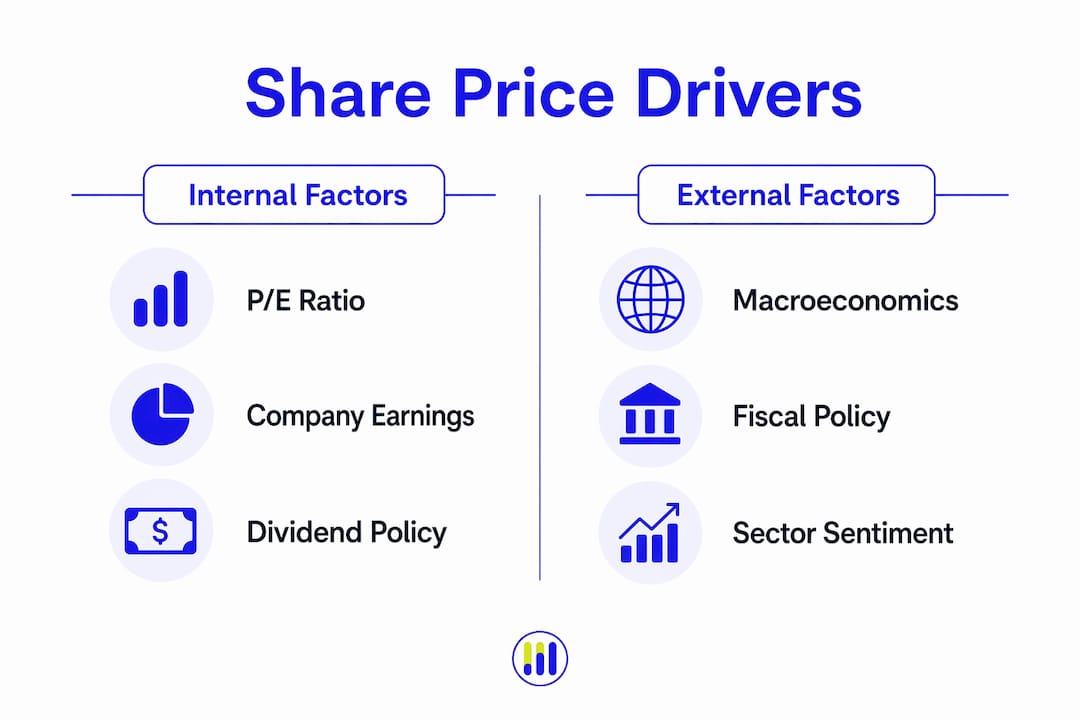 Infographic of factors influencing Commonwealth Bank share price