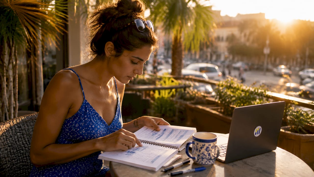 Close-up hands typing DCF valuation