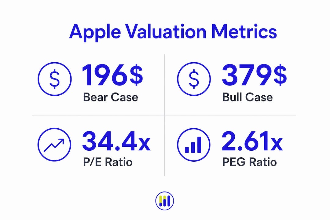 Infographic showing key Apple stock valuation metrics