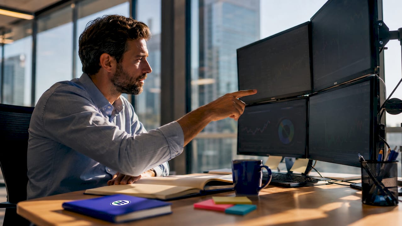 Financial analyst reviewing sector rotation charts
