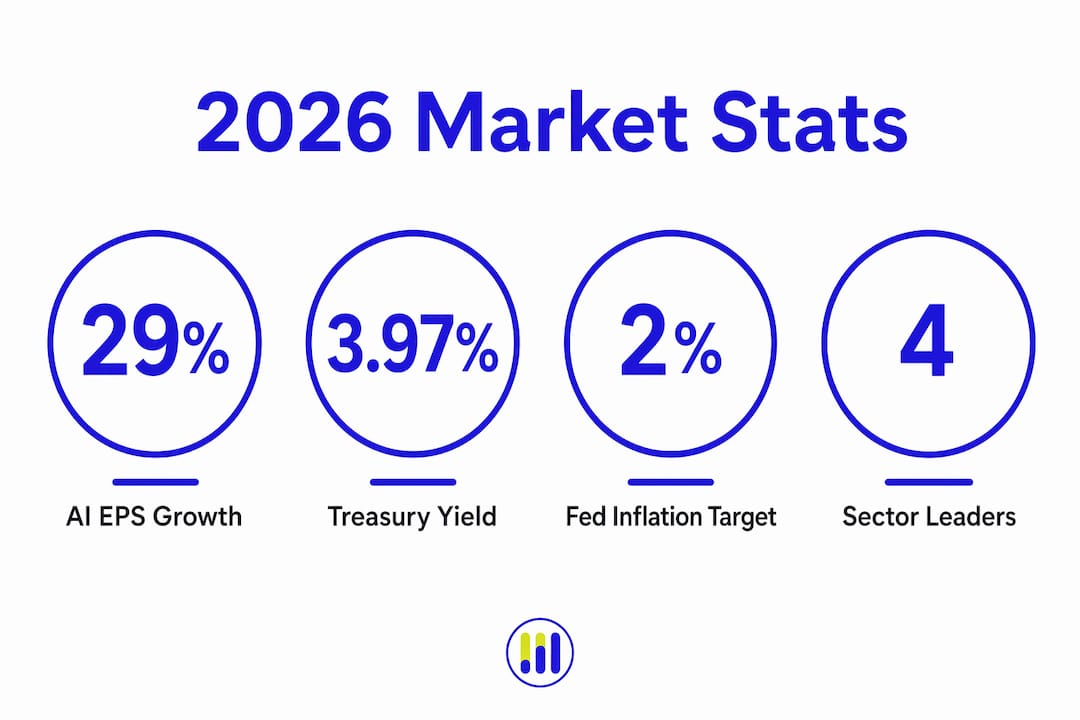 Infographic with key 2026 stock market statistics