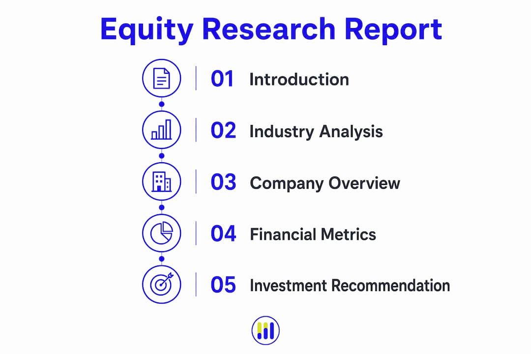 Infographic showing key elements inside an equity research report