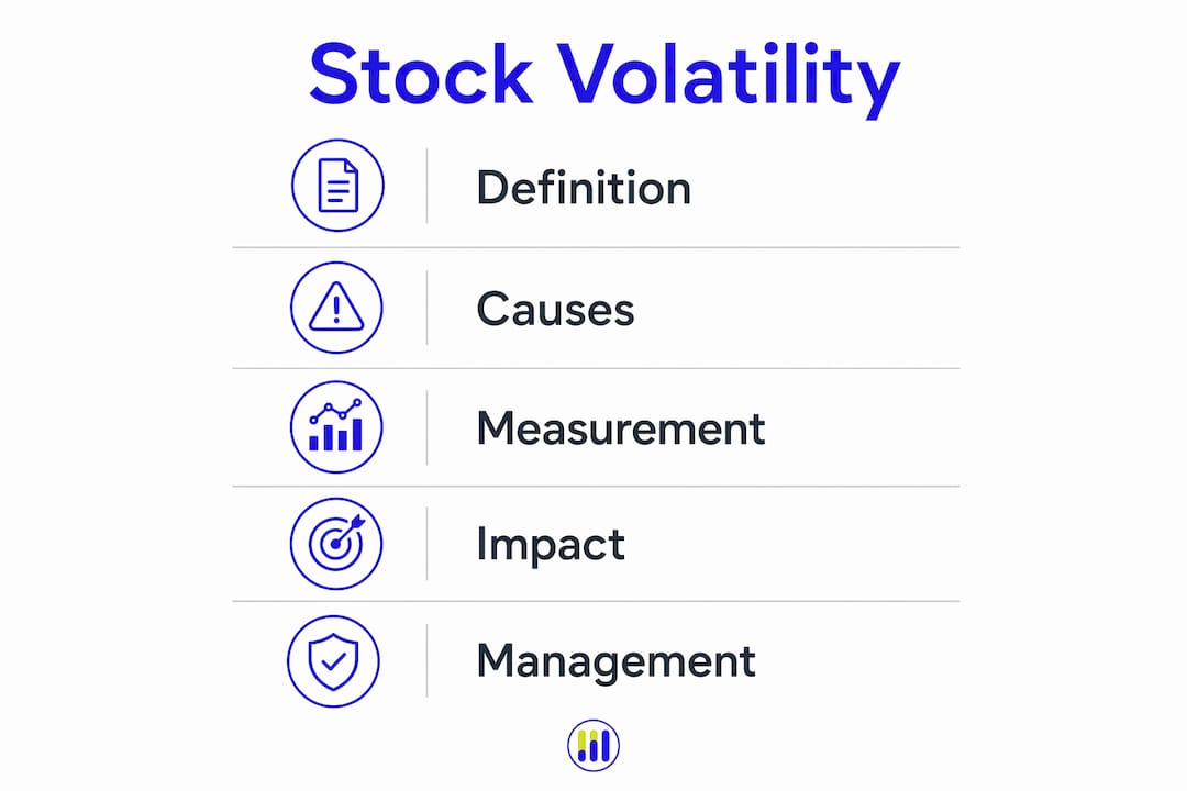 Infographic showing stock volatility overview with key points