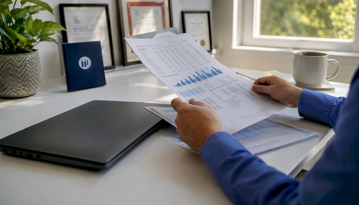 Analyst reviewing EPS in company financial reports
