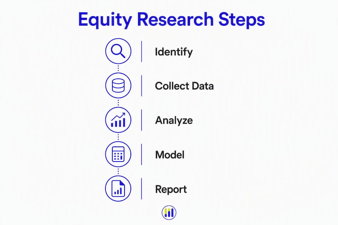 Infographic showing equity research step-by-step process