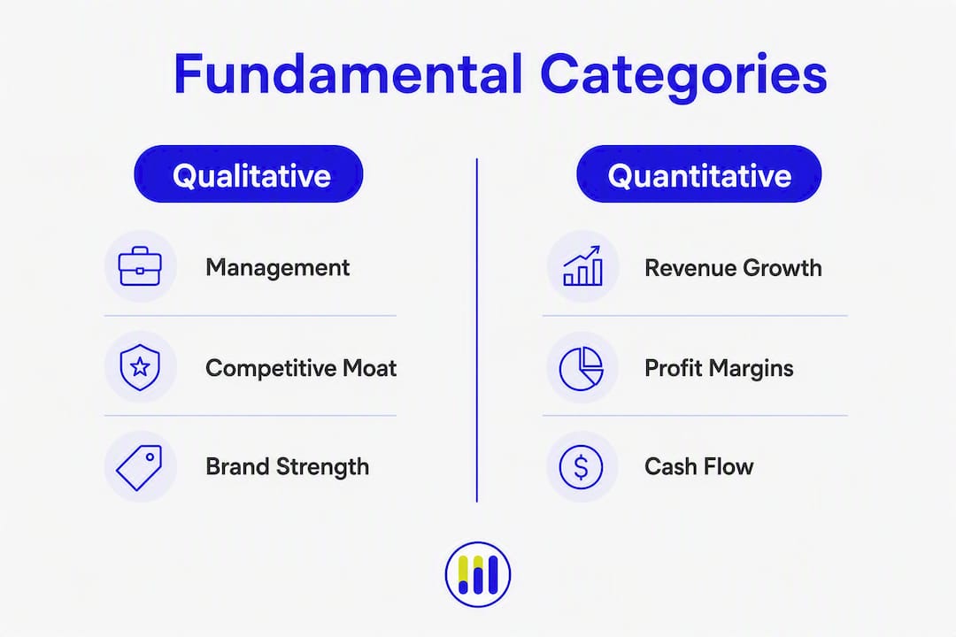 Infographic comparing qualitative and quantitative fundamentals