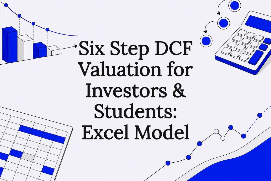 Featured image for Six Step DCF Valuation for Investors & Students: Excel Model - Tickerplace blog