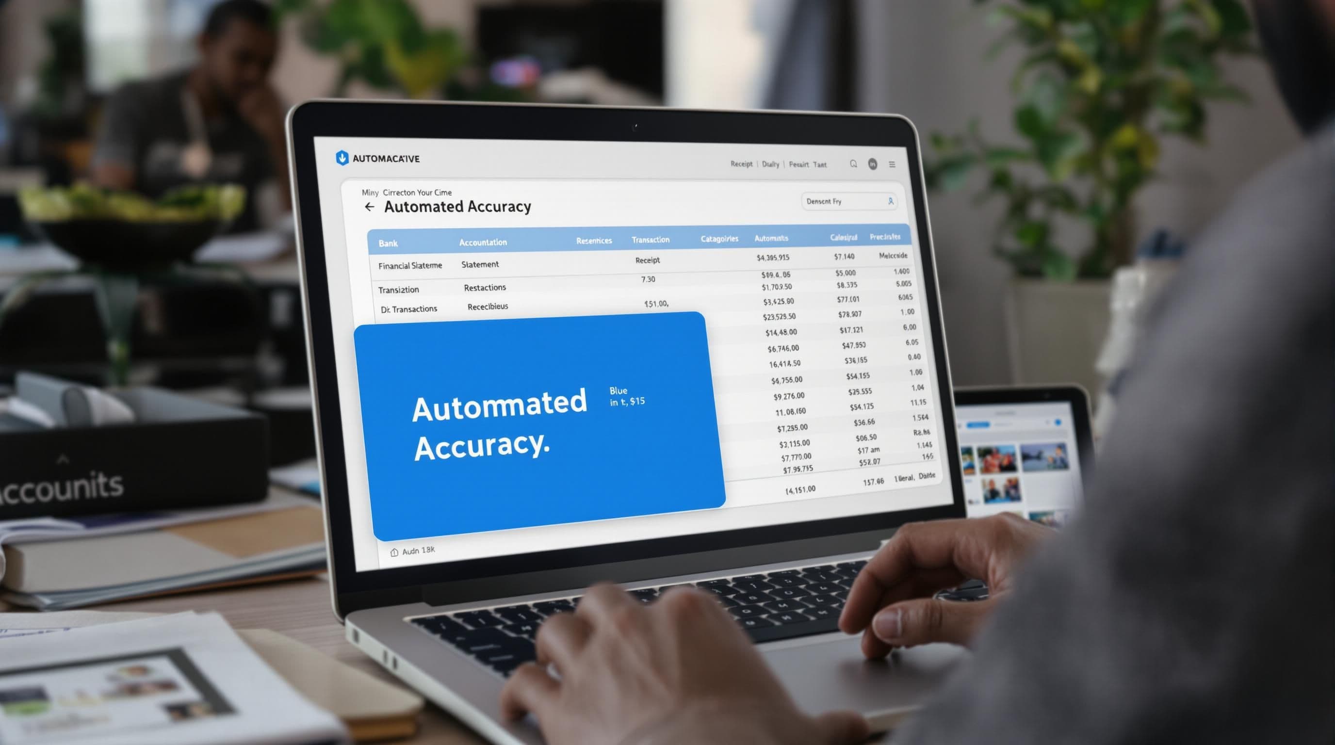 Accountant automating bookkeeping processes on laptop in South African office