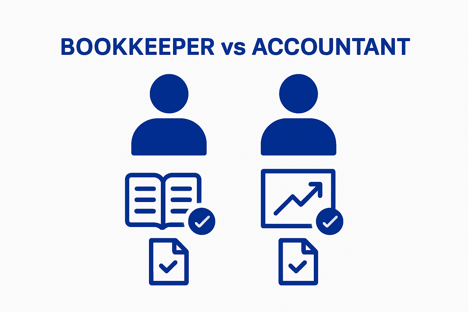 Bookkeeper vs Accountant responsibilities side-by-side comparison