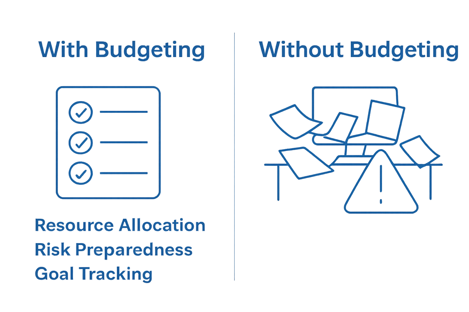 With vs without business budgeting comparison infographic